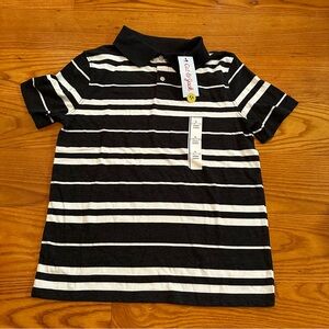 Cat & Jack Black And White Striped Polo NEW Large Boys 10 12 Soft‎